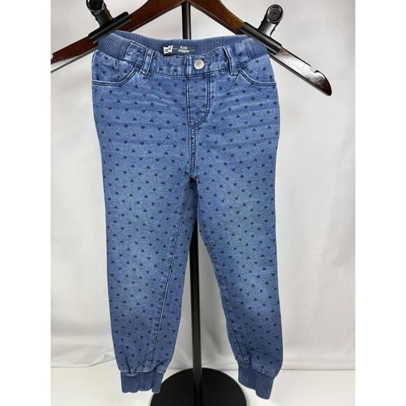 Levi's Knit Jogger Jeans Toddler 4 Regular Blue Heart Print Pull On Pants - Picture 1 of 6